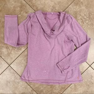 Lucy cowl neck hooded sweatshirt. Heather purple